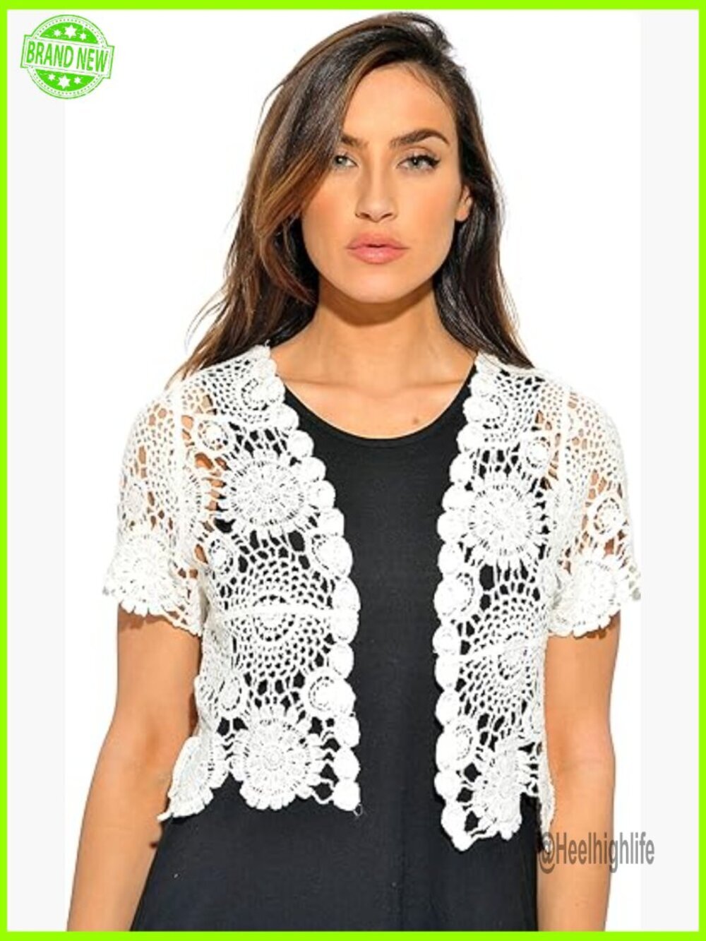Crochet Bolero Shrug Cardigan Floral Loose Fit Layering Piece